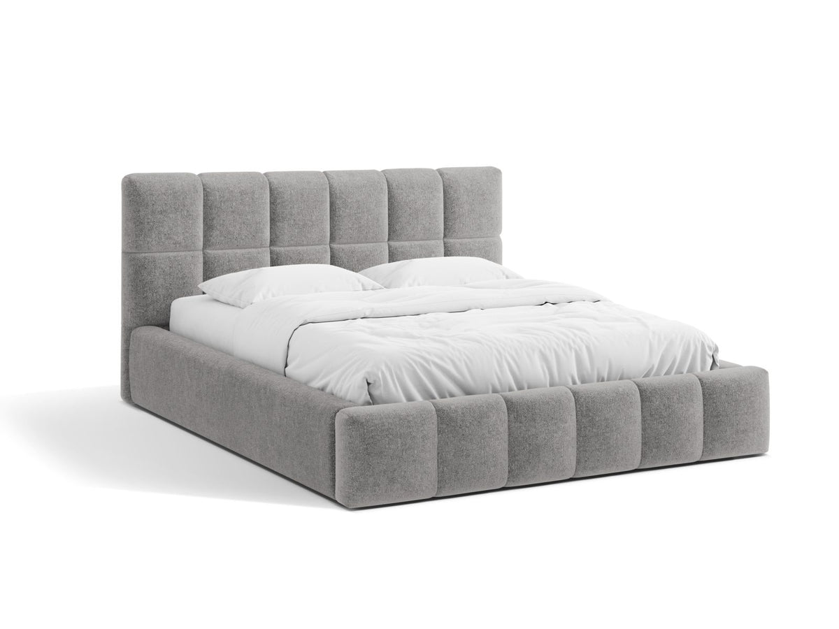 Letto Contenitore con Testata Bellis - Grigio Chiaro 160x200