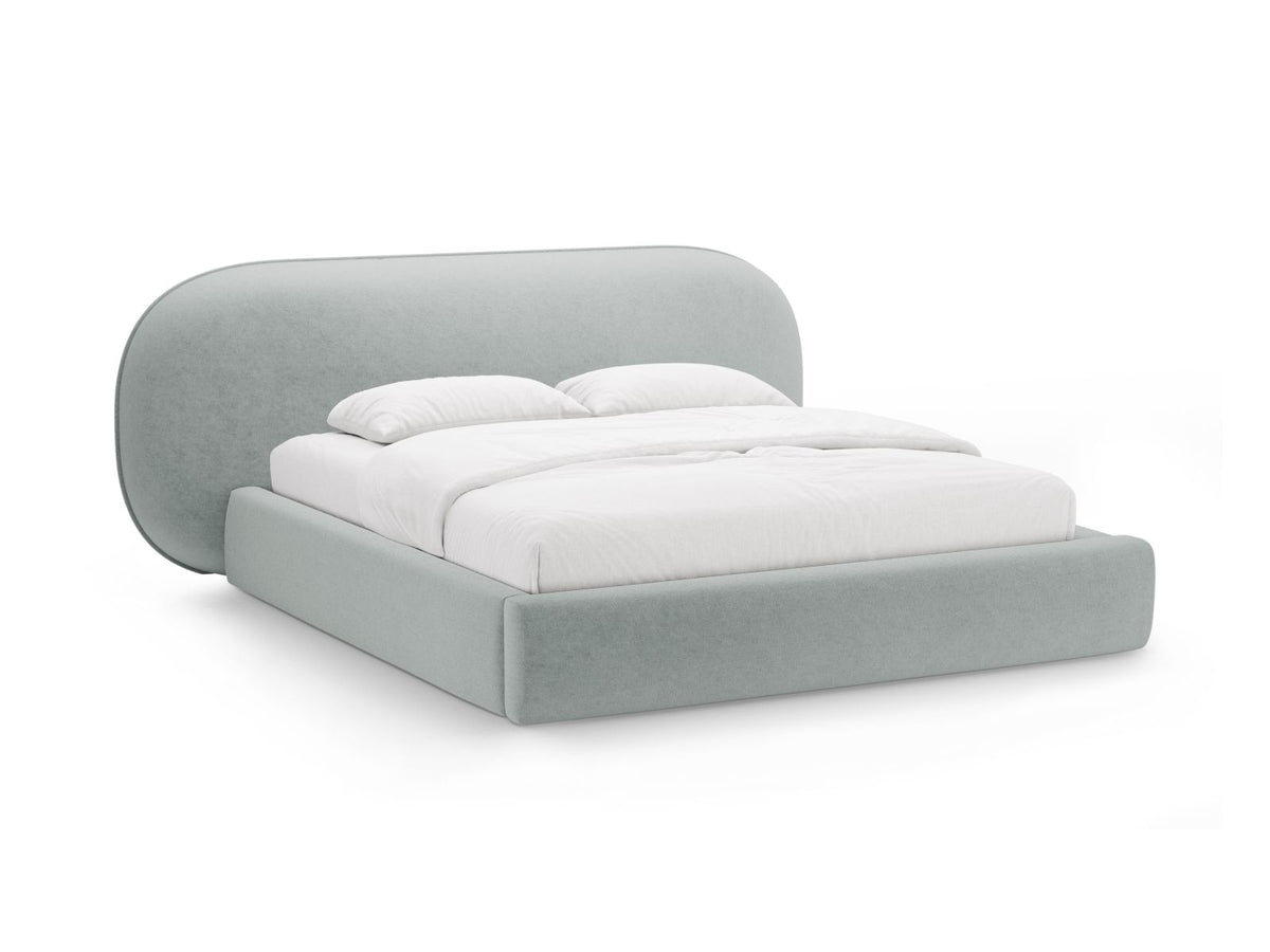 Letto con Contenitore e Testata, "Ovalo", 234x270x96 - Blu Chiaro