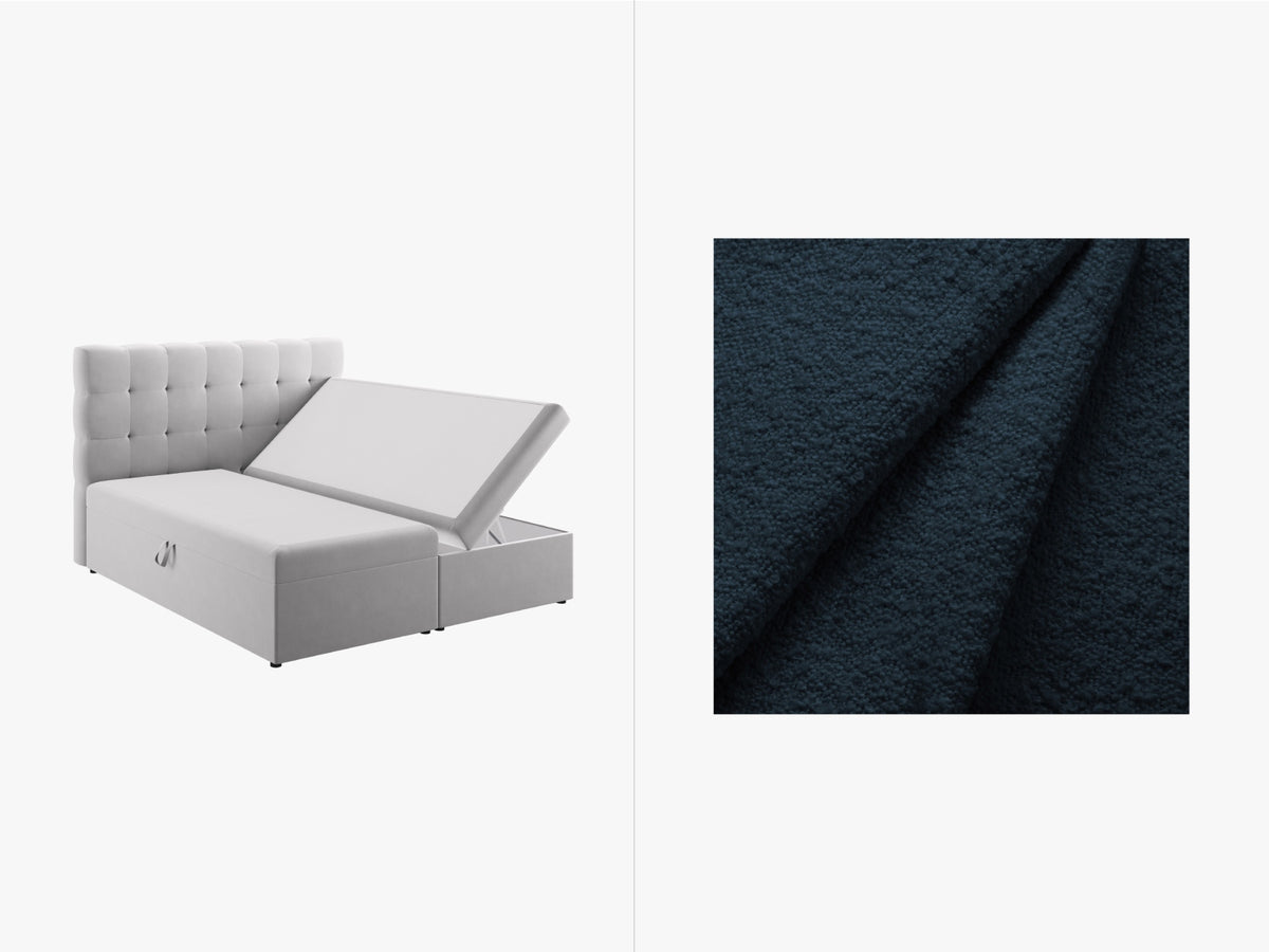 Letto Boxspring con Testata, Materasso e Topper Mamaia - Blu Scuro 180x200