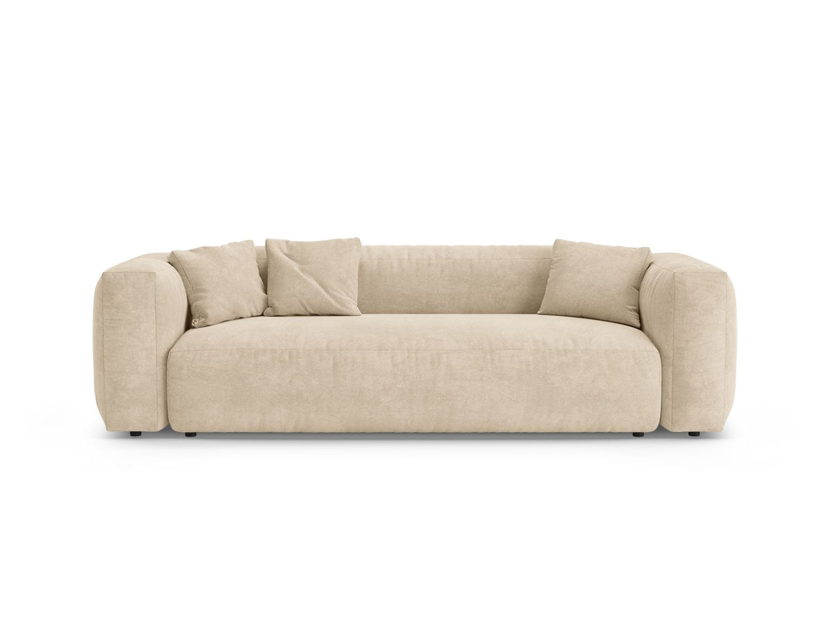 Divano con Funzione Letto in Velluto, "Martina", 3 Posti, 264x106x75 - Beige Chiaro
