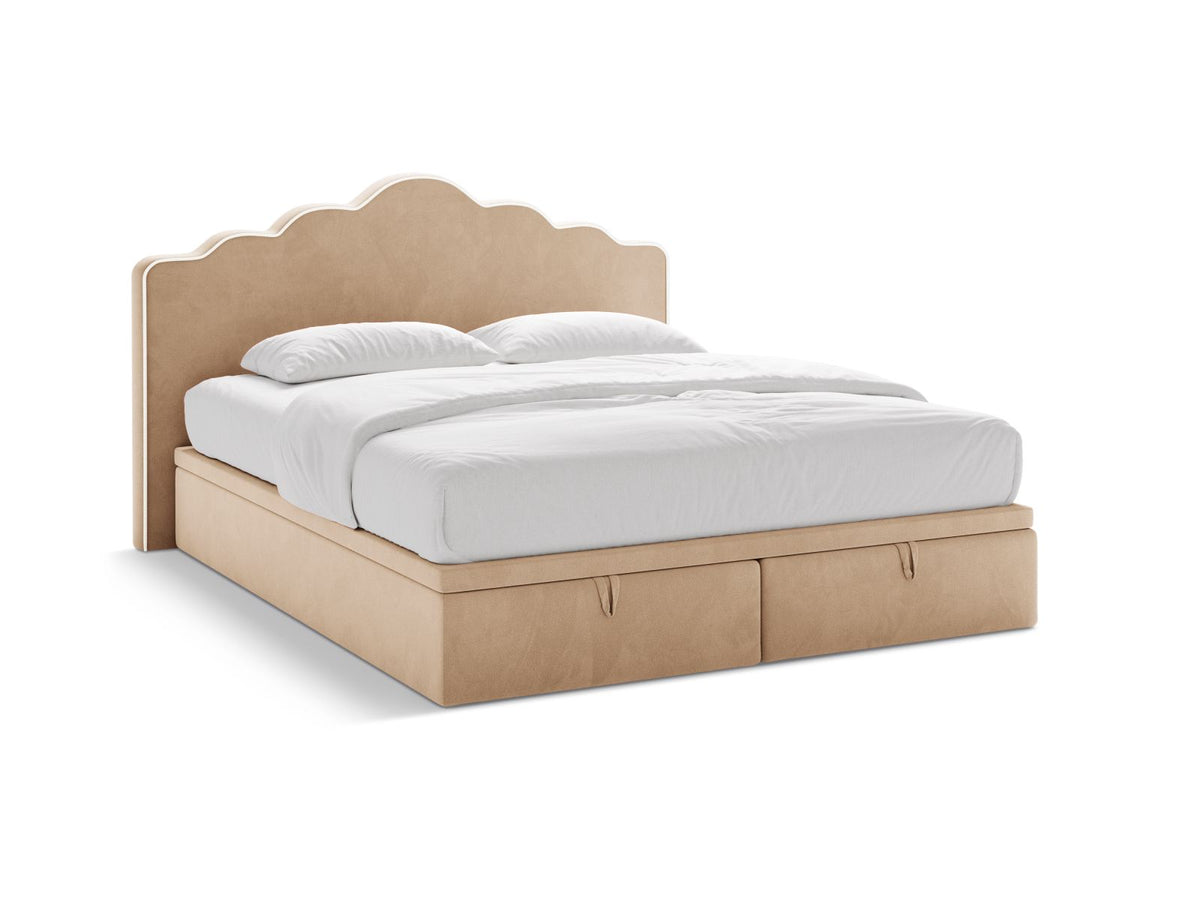 Letto Boxspring con Testata, Materasso e Topper Dream - Avorio, Beige Mandorla 180x200