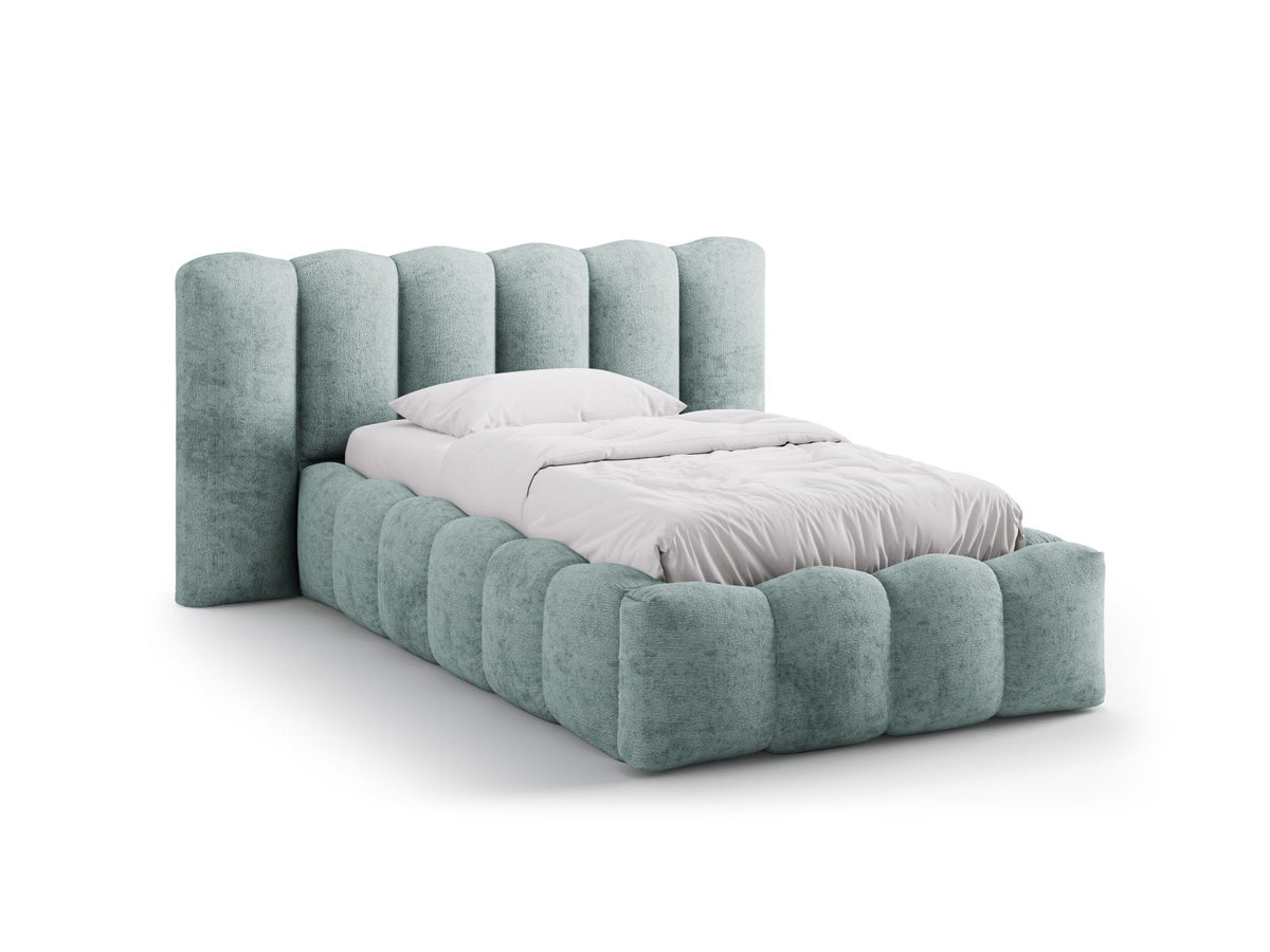 Letto con Contenitore e Testata, "Lupine", 226x174x95 - Blu Chiaro