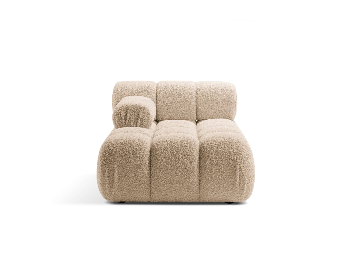 Chaise Longue Sinistra in Bouclé, "Bellis", 1 Posto, 155x94x70 - Sabbia