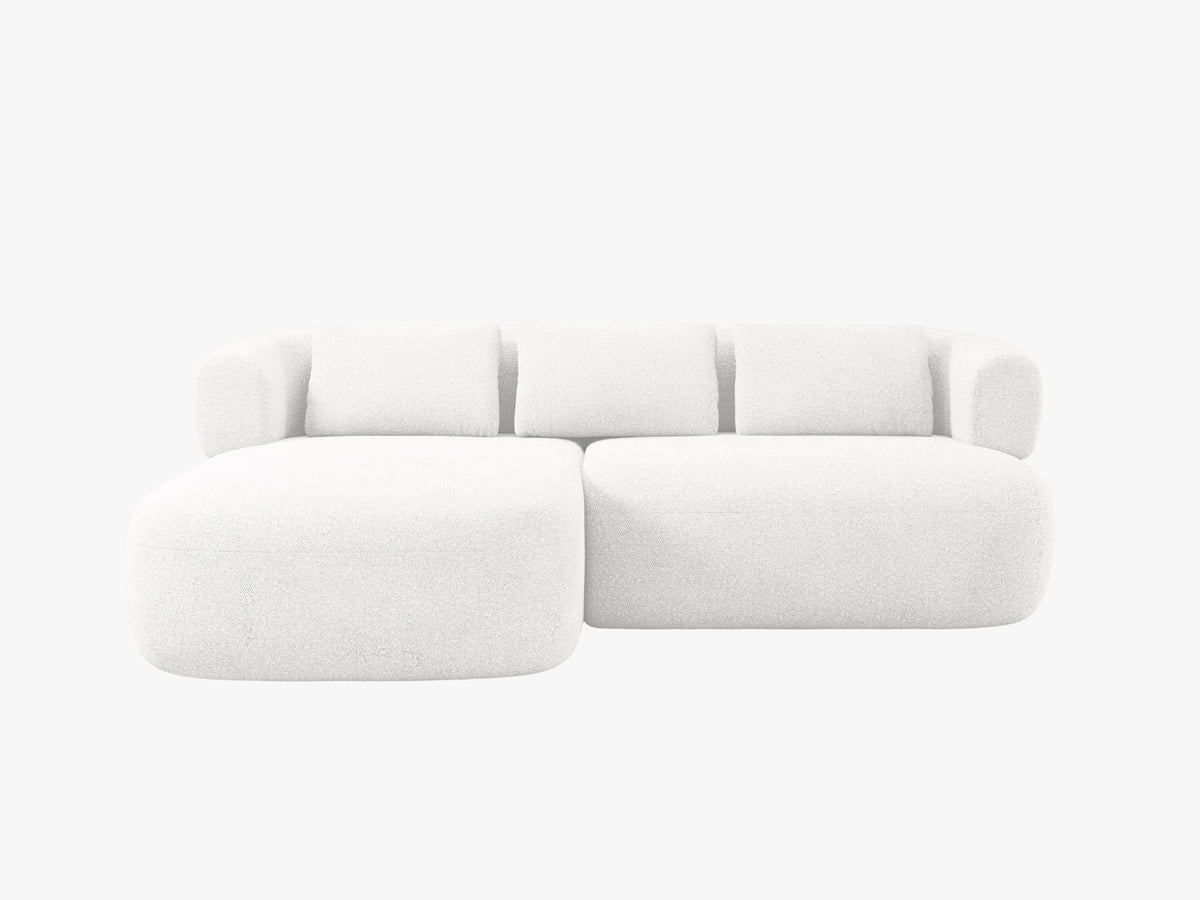 Divano Angolare Sinistro in Bouclé, "Jenny", 5 Posti, 200x145x73 - Avorio