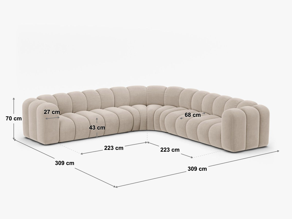Divano Angolare Simmetrico Componibile Lupine, 5 Posti, 309x309x70