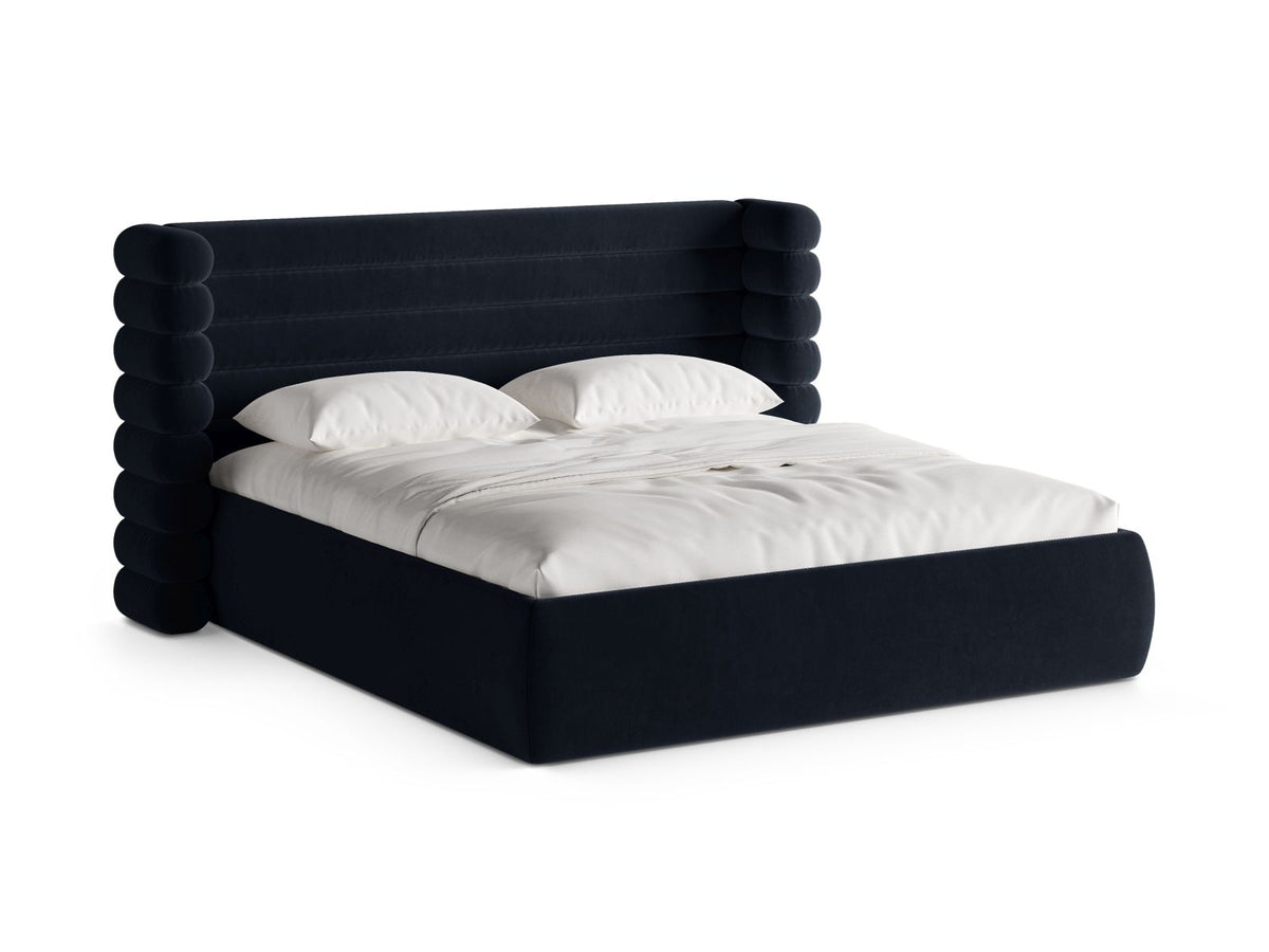 Letto con Contenitore e Testata, "Mount", 228x216x120 - Blu Royal