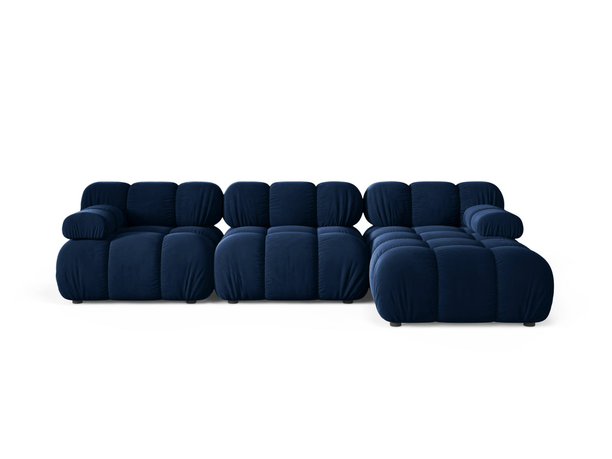 Divano Angolare Modulare Destro in Velluto, "Bellis", 4 Posti, 282x155x70 - Blu Royal
