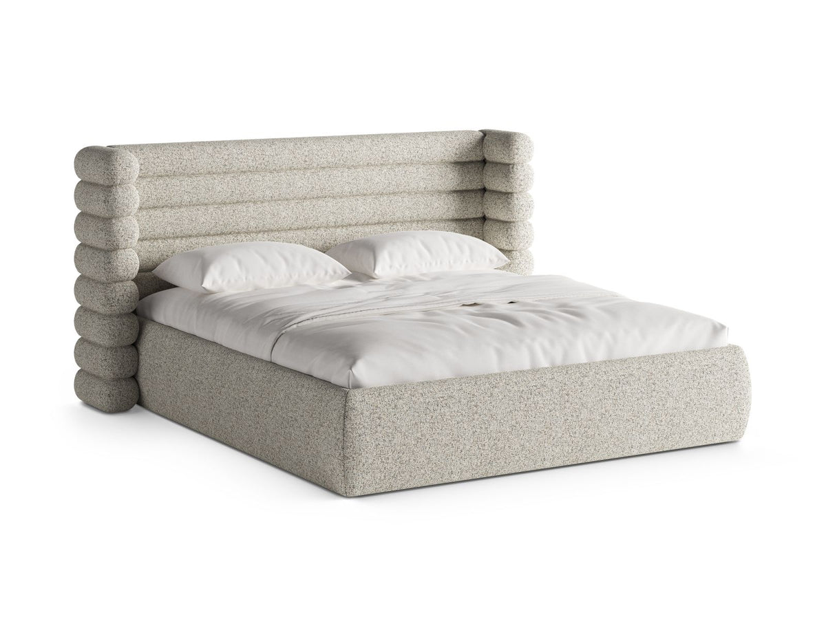 Letto con Contenitore e Testata, "Mount", 228x236x120 - Beige Melange