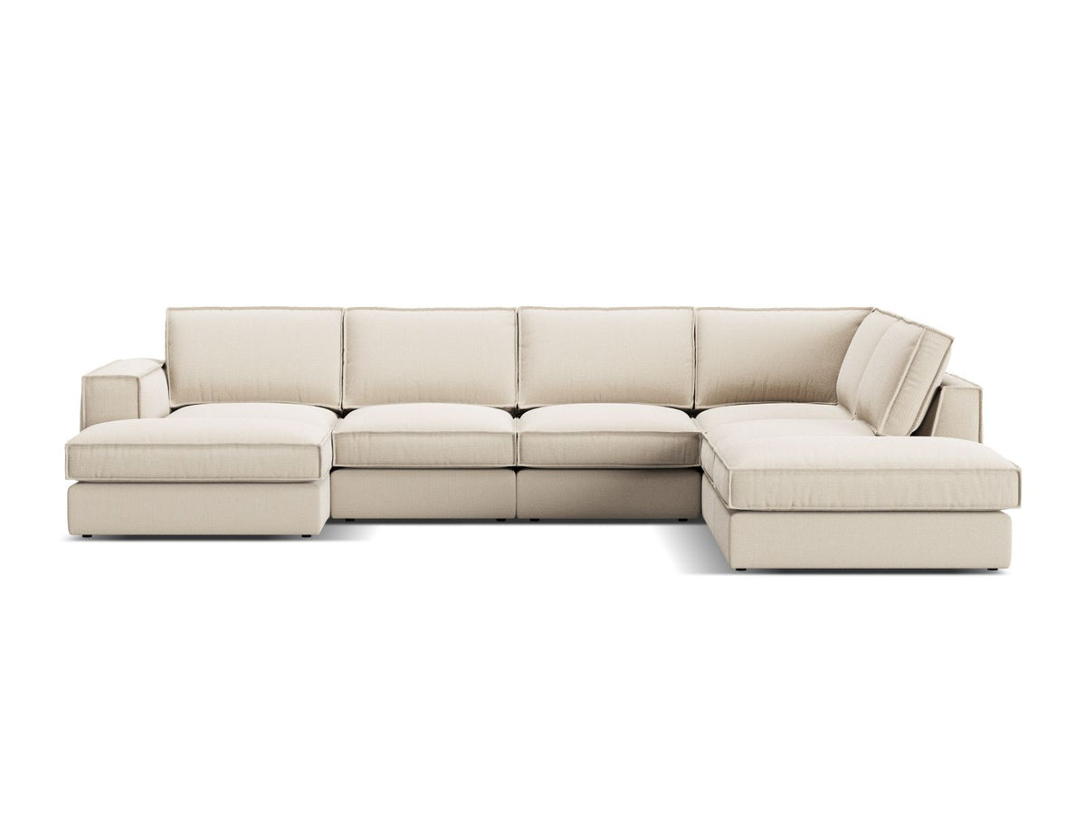 Divano Panoramico Modulare Angolare Destro, "Pola", 5 Posti, 362x259x88 - Beige