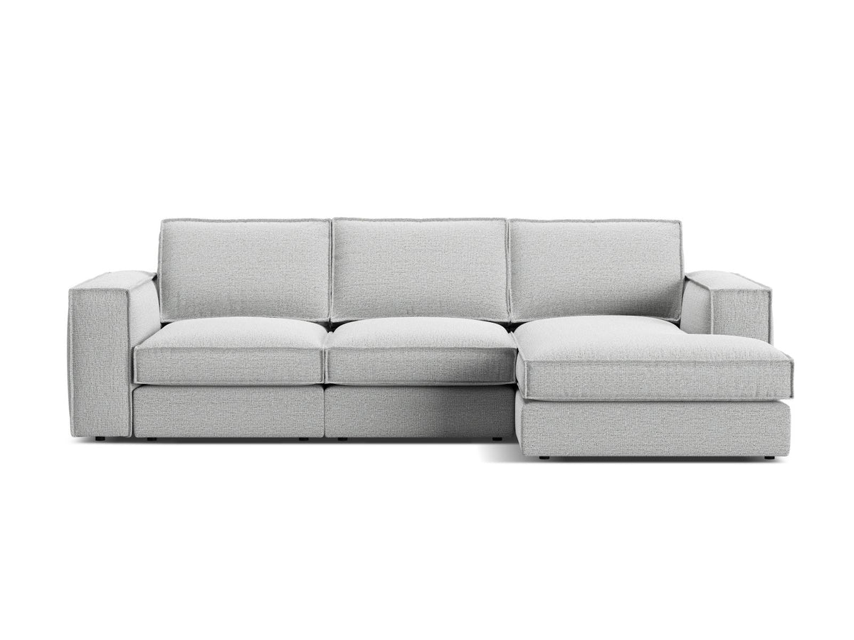Divano Angolare Modulare Destro, "Pola", 3 Posti, 284x158x88 - Grigio Chiaro