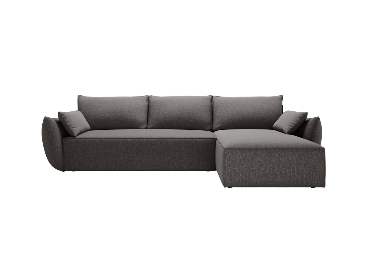 Divano Angolare Destro Letto con Contenitore, "Kaelle", 4 Posti, 252x165x87 - Nero