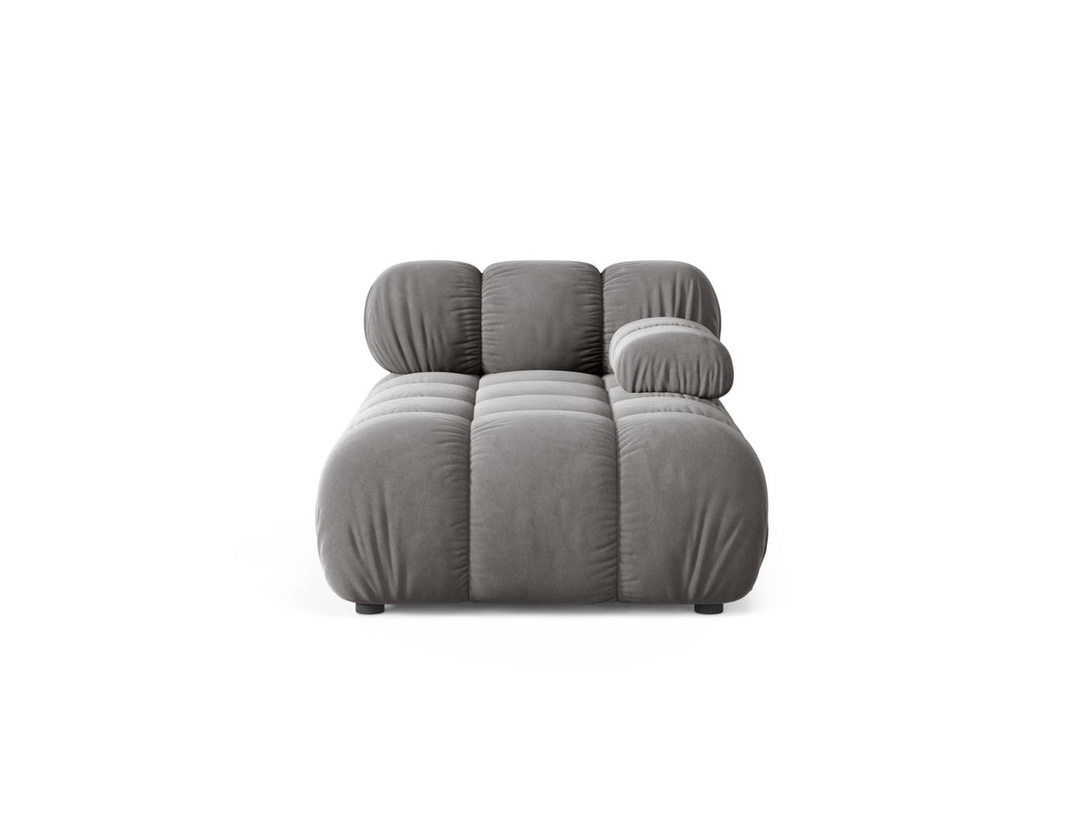 Chaise Longue Destra in Velluto, "Bellis", 1 Posto, 155x94x70 - Grigio Chiaro
