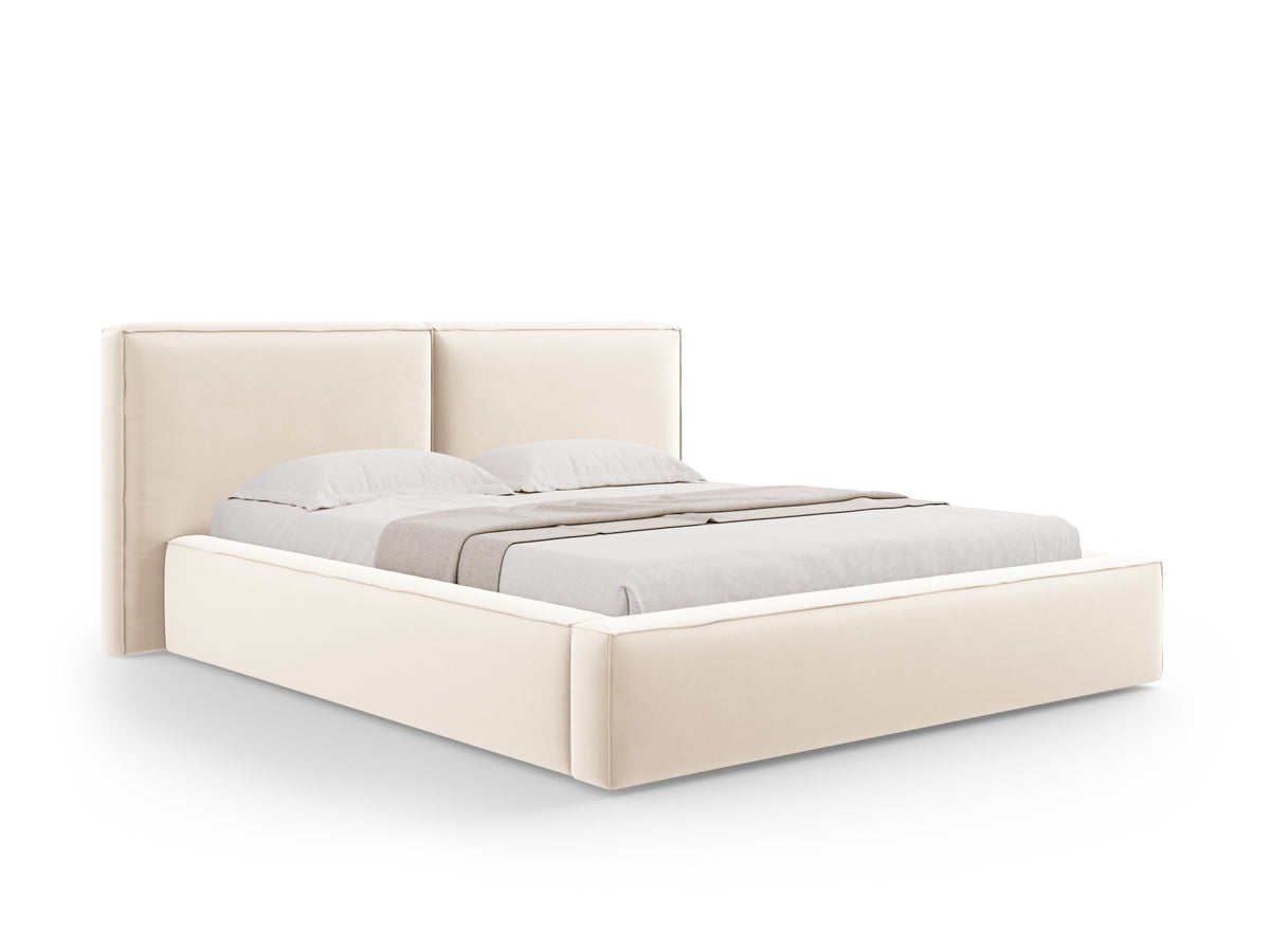 Letto Contenitore con Testata Doppia Jodie - Beige Chiaro 160x200