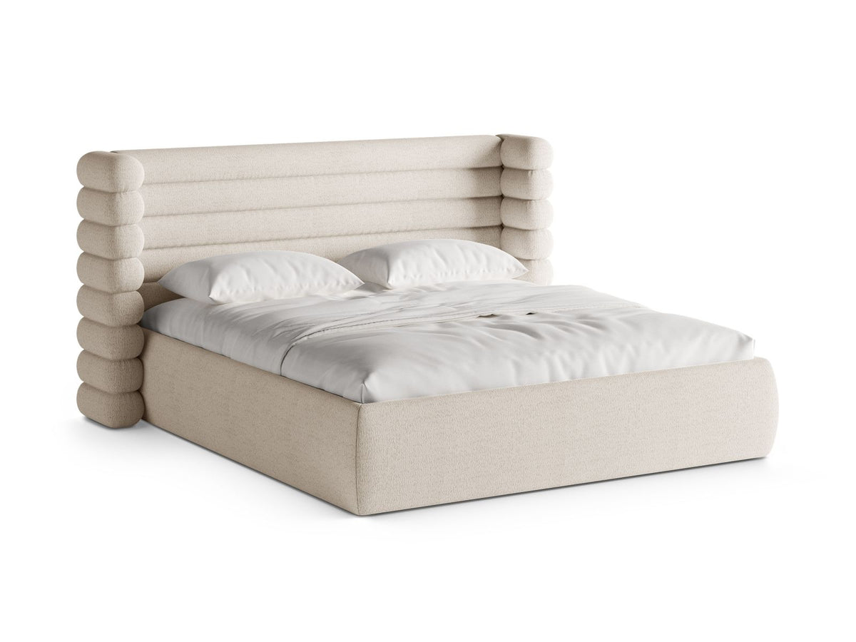 Letto con Contenitore e Testata, "Mount", 228x196x120 - Beige Chiaro