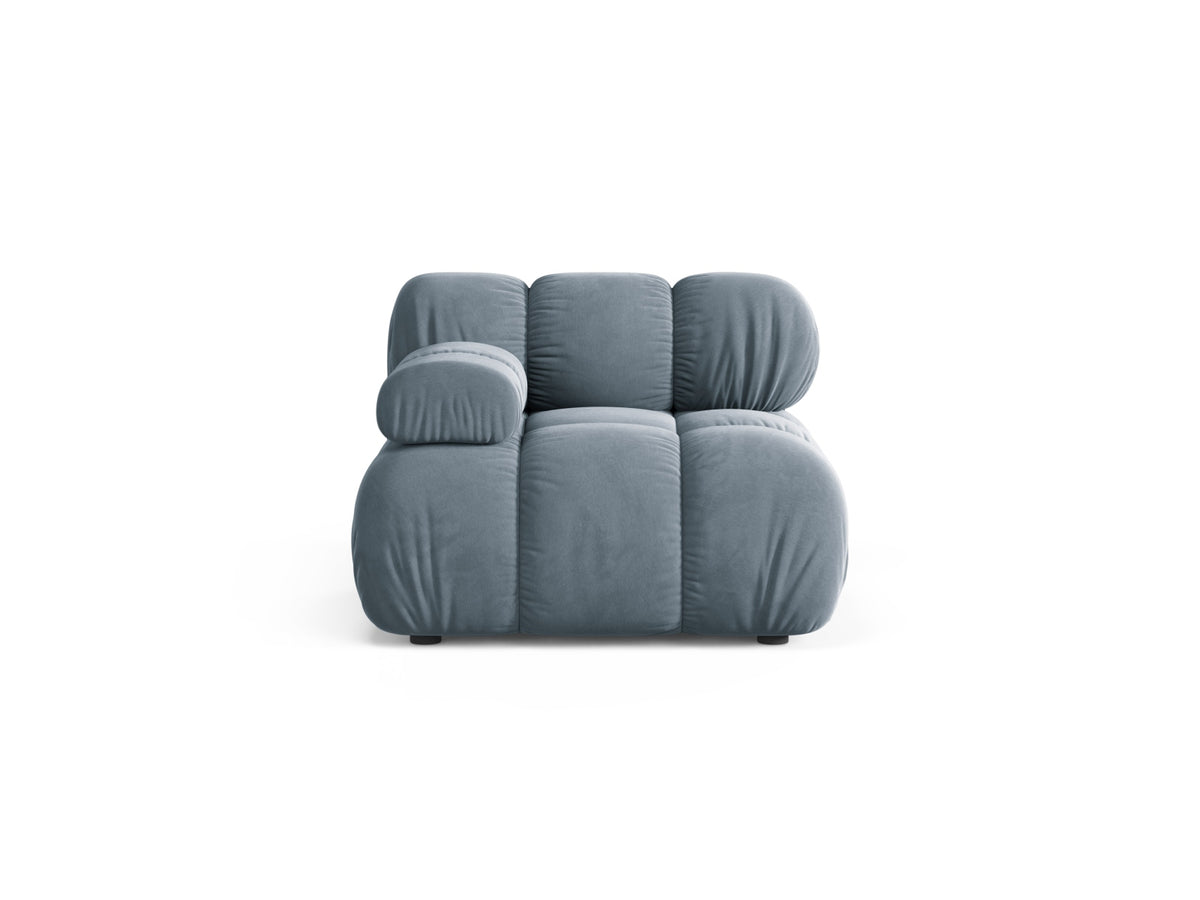 Modulo Sinistro in Velluto, "Bellis", 1 Posto, 94x94x70 - Blu Chiaro