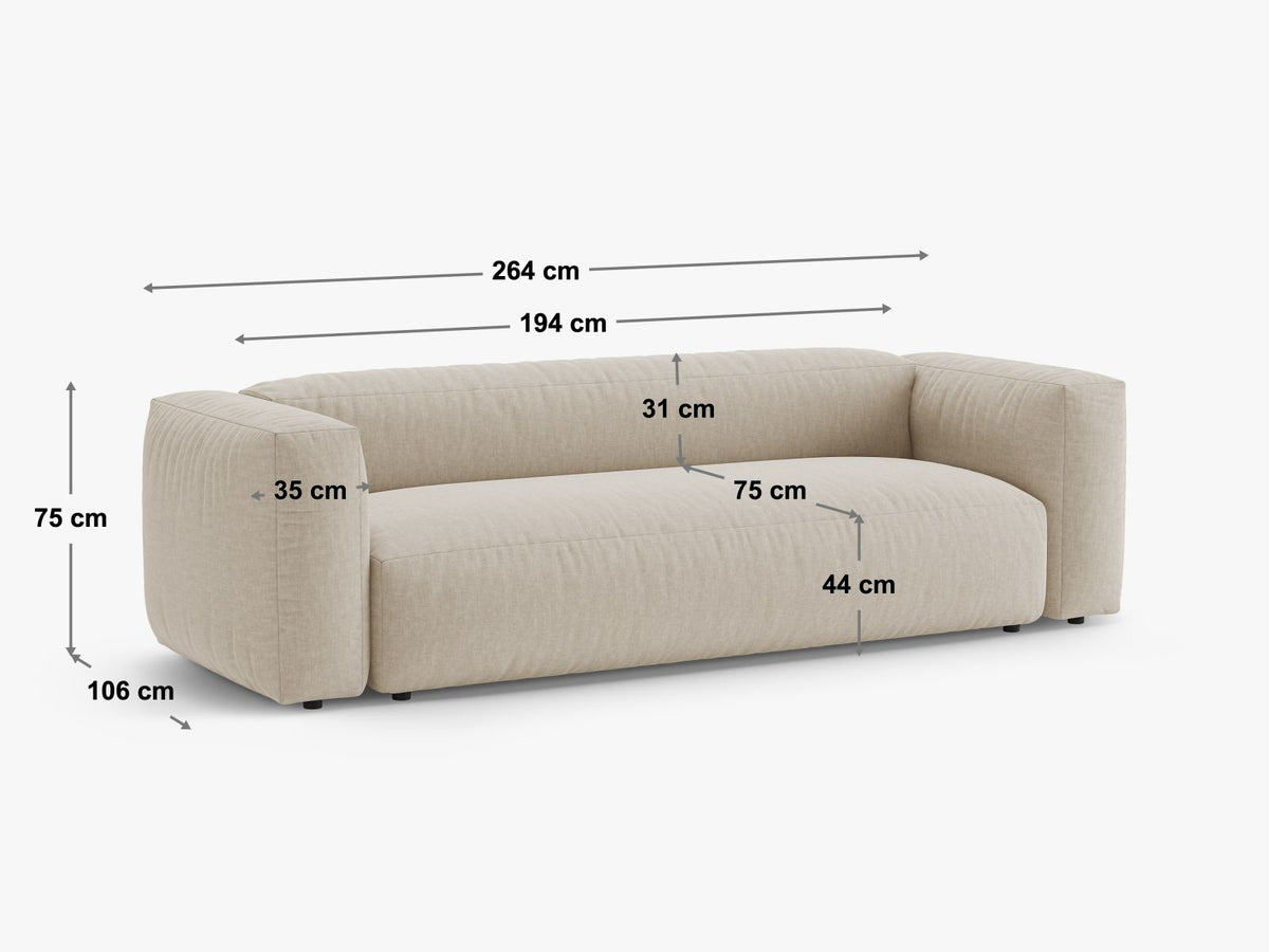 Divano Letto Martina, 3 Posti, 106x264x75