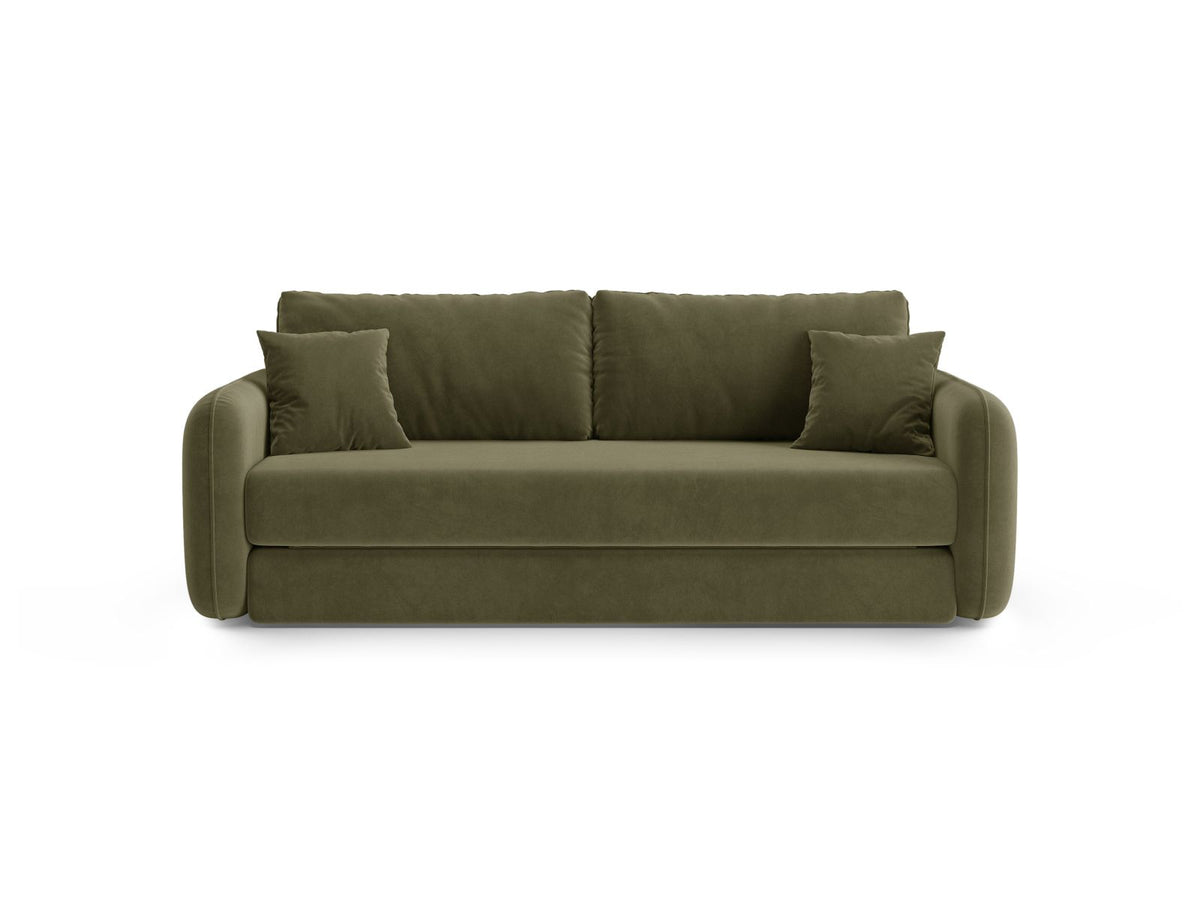 Divano con Funzione Letto in Velluto, "Dormi", 3 Posti, 225x94x87 - Verde