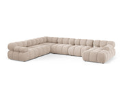 Divano Panoramico Modulare Angolare Sinistro in Velluto, "Bellis", 8 Posti, 282x376x70 - Beige Chiaro