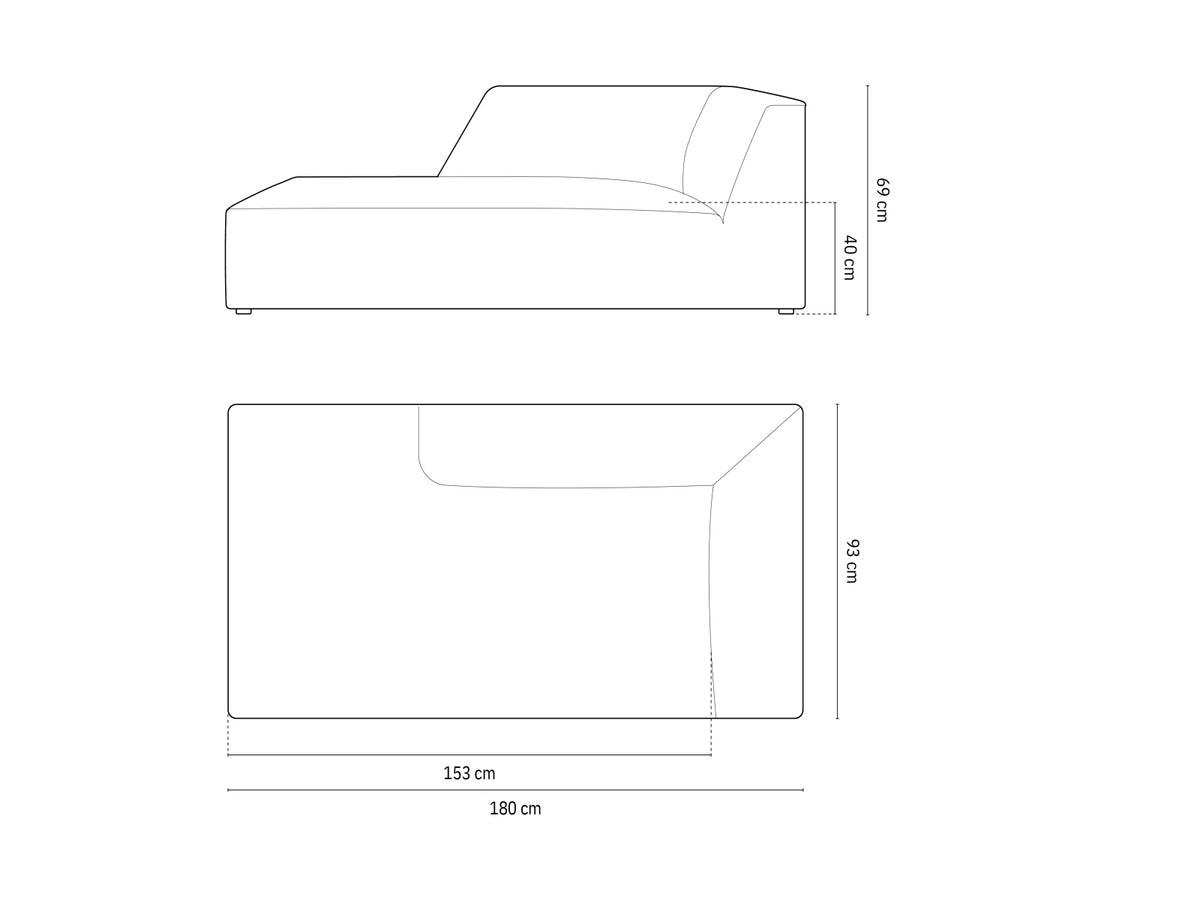 Chaise Longue Ruby, 1 Posto, 180x93x69