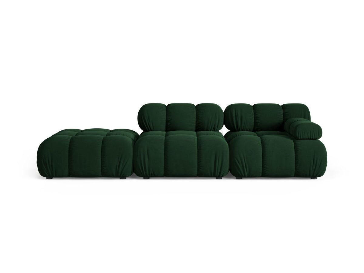 Divano Modulare Sinistro in Velluto, "Bellis", 4 Posti, 282x94x70 - Verde Bottiglia