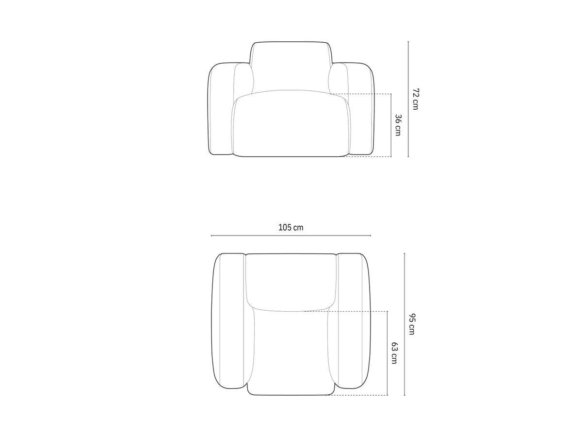 Poltrona, "Molino", 1 Posto, 105x95x72