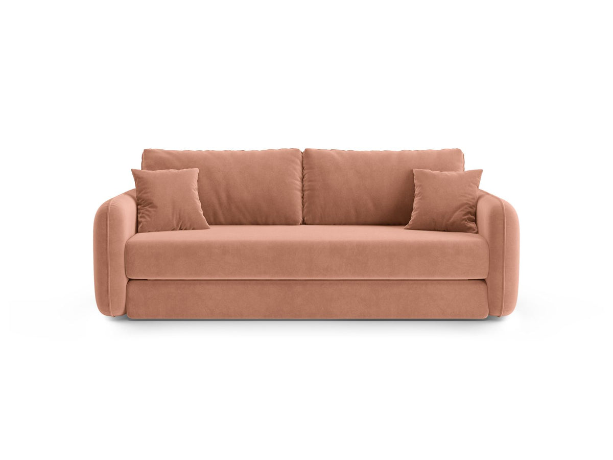 Divano con Funzione Letto in Velluto, "Dormi", 3 Posti, 225x94x87 - Rosa