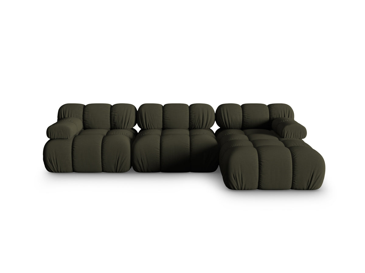 Divano Angolare Modulare Destro, "Bellis", 4 Posti, 282x155x70 - Verde Amazon