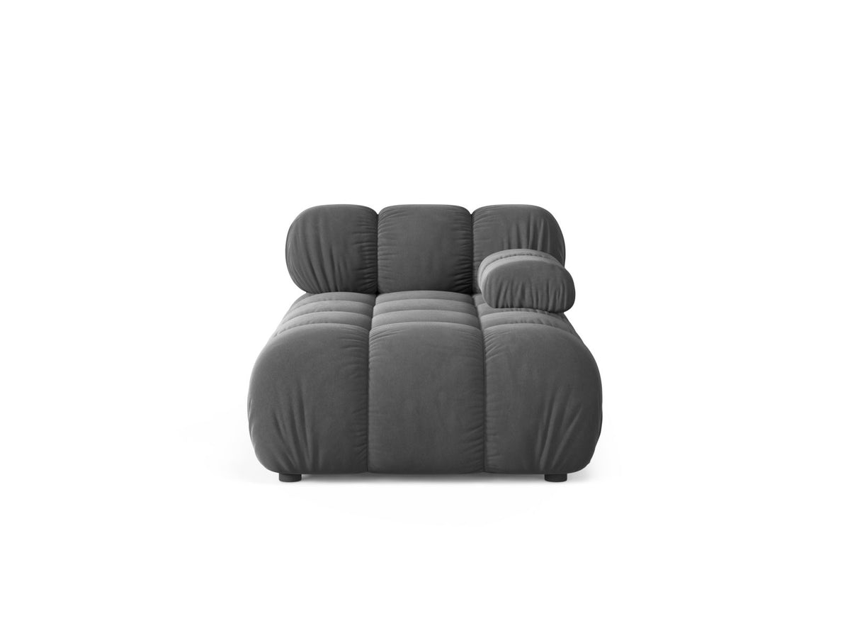 Chaise Longue Destra in Velluto, "Bellis", 1 Posto, 155x94x70 - Grigio