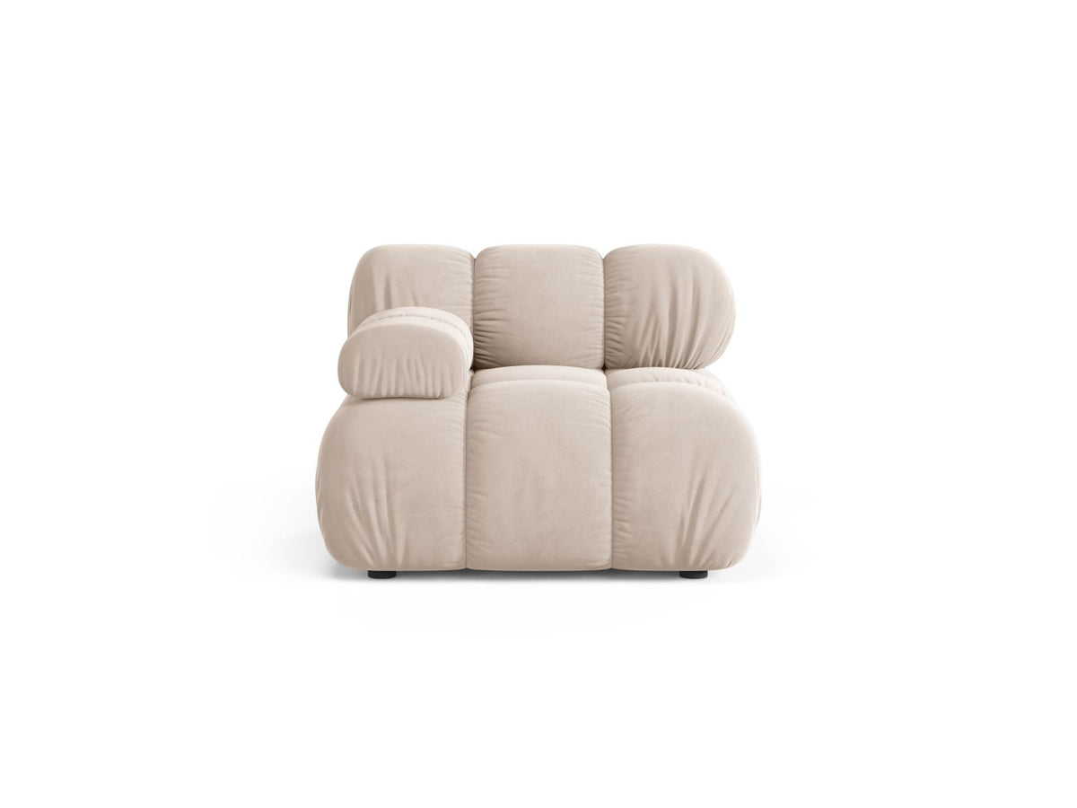 Modulo Sinistro in Velluto, "Bellis", 1 Posto, 94x94x70 - Beige Chiaro