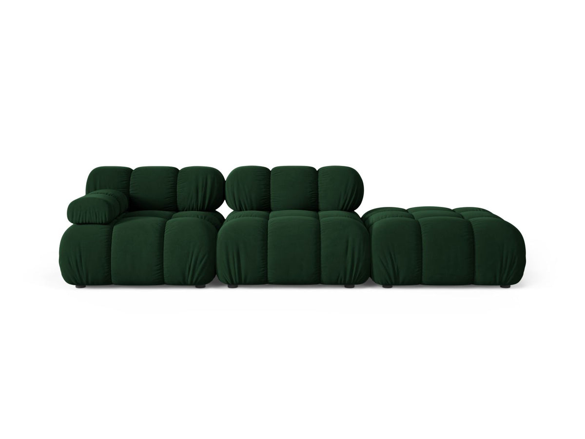 Divano Modulare Destro in Velluto, "Bellis", 4 Posti, 282x94x70 - Verde Bottiglia