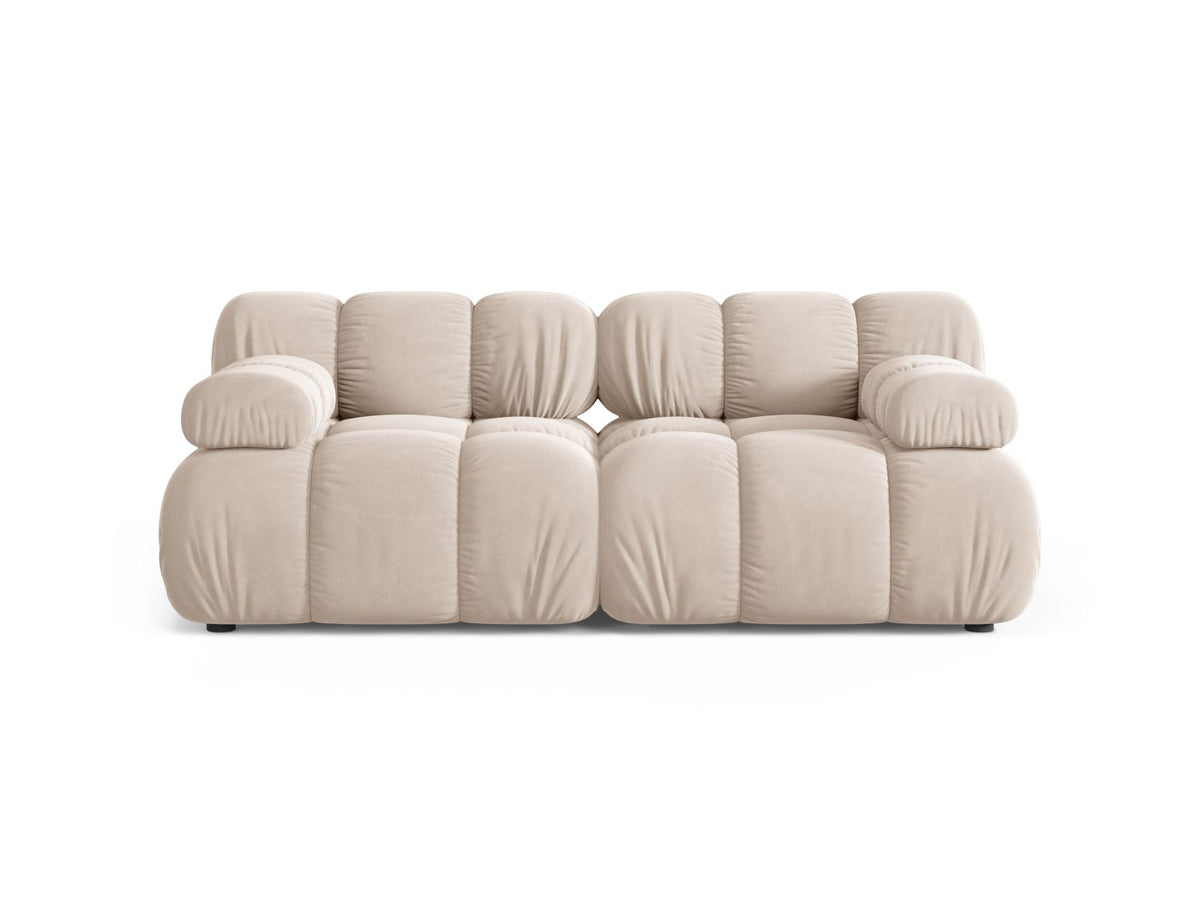 Divano Modulare in Velluto, "Bellis", 2 Posti, 188x94x70 - Beige Chiaro