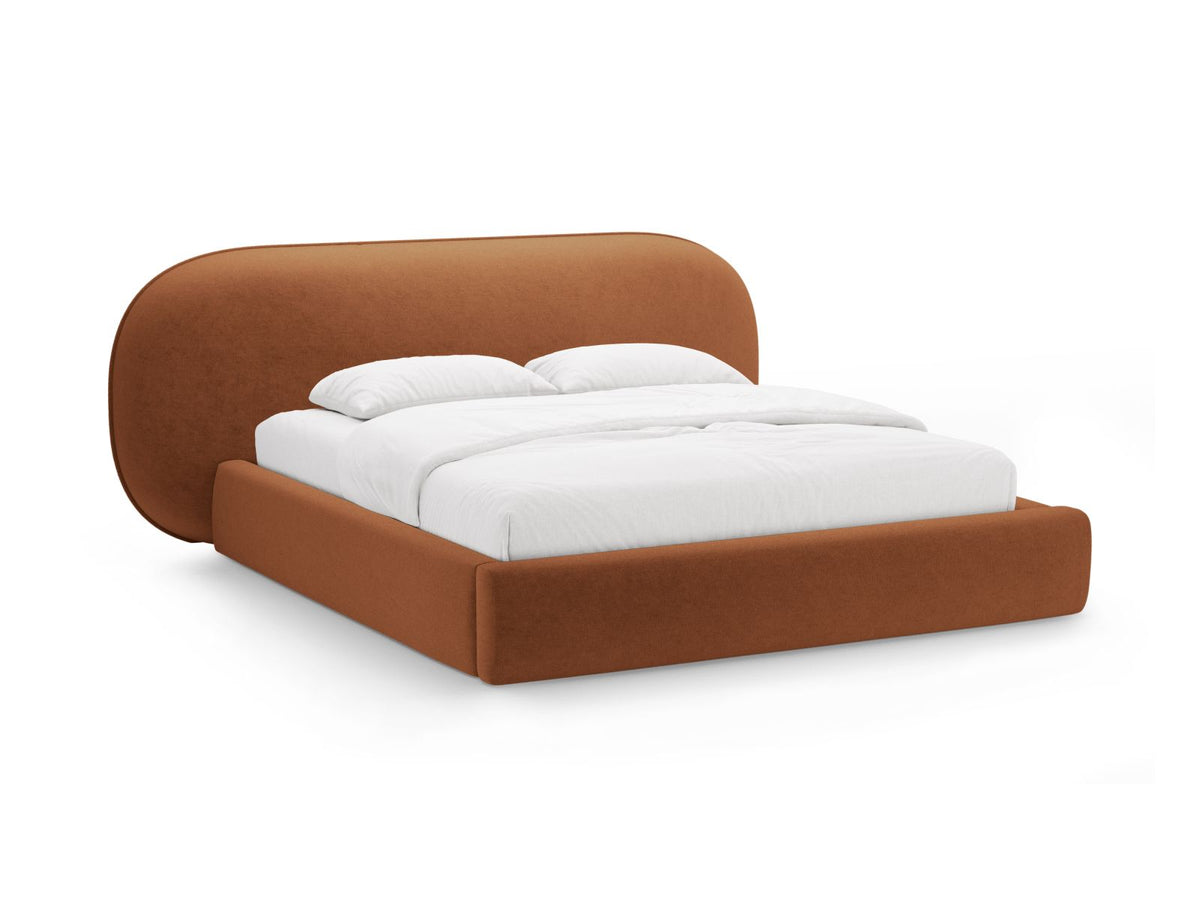 Letto con Contenitore e Testata, "Ovalo", 234x270x96 - Terracotta