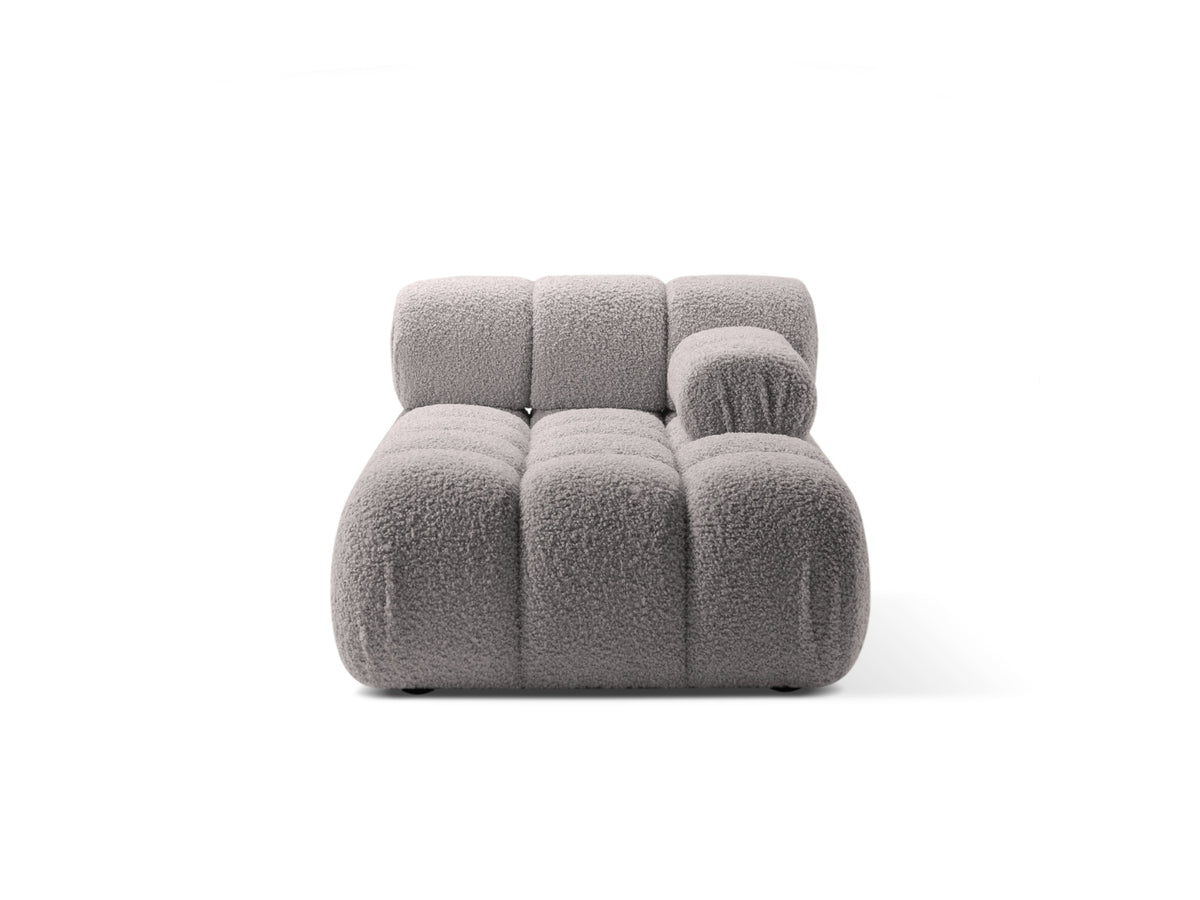Chaise Longue Destra in Bouclé, "Bellis", 1 Posto, 155x94x70 - Grigio Chiaro