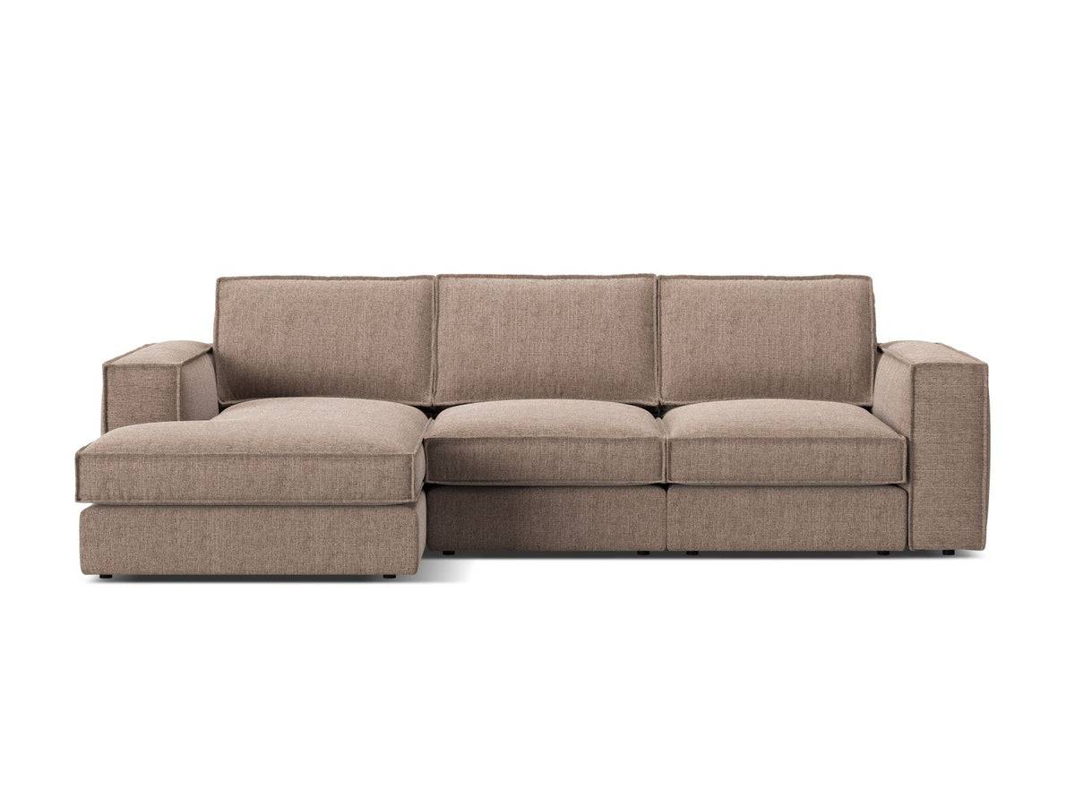 Divano Angolare Modulare Sinistro, "Pola", 3 Posti, 284x158x88 - Marrone Chiaro