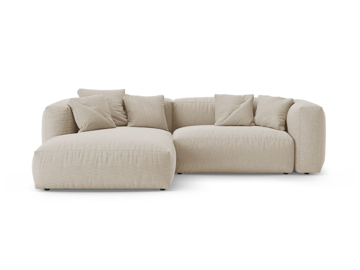 Divano Angolare Sinistro con Funzione Letto, "Martina", 4 Posti, 280x170x75 - Beige Chiaro