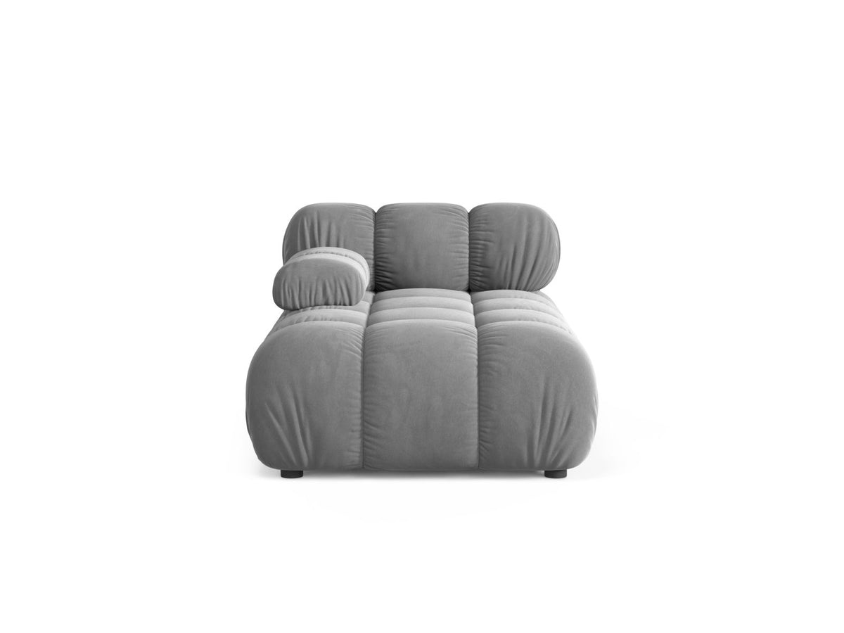 Chaise Longue Sinistra in Velluto, "Bellis", 1 Posto, 155x94x70 - Grigio Chiaro
