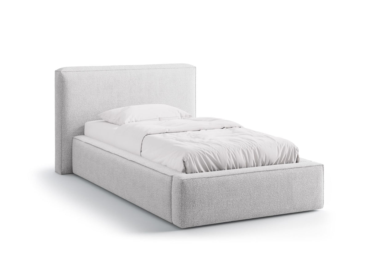 Letto con Contenitore e Testata, "Jodie", 223x136x95 - Grigio Chiaro