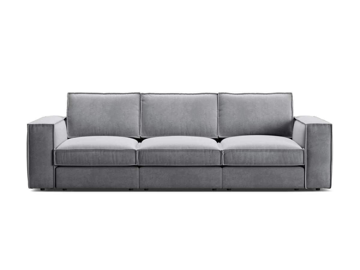 Divano Modulare in Velluto, "Pola", 4 Posti, 284x103x88 - Grigio
