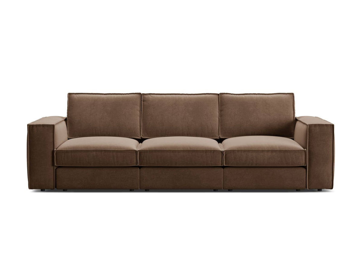 Divano Modulare in Velluto, "Pola", 4 Posti, 284x103x88 - Cioccolato
