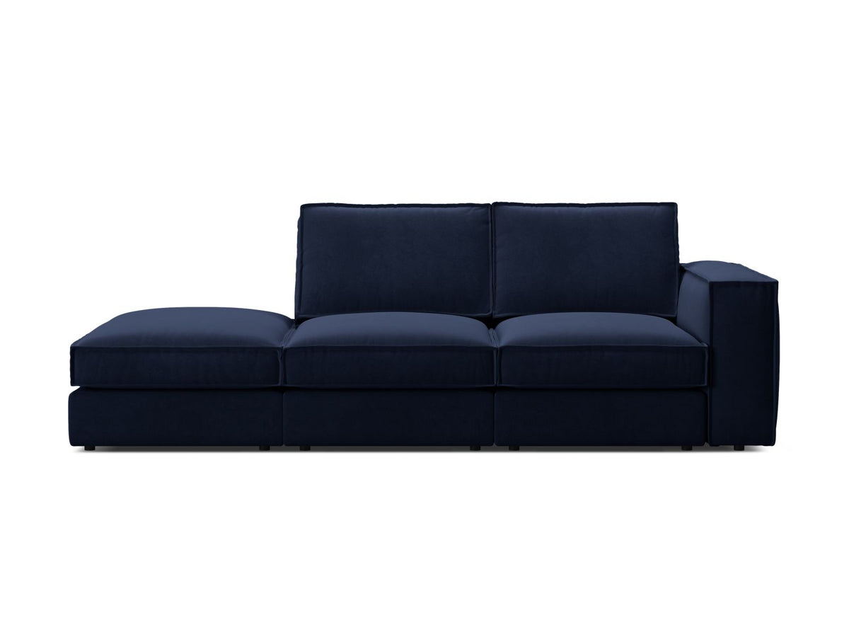 Divano Modulare Aperto Sinistro in Velluto, "Pola", 3 Posti, 259x103x88 - Blu Royal