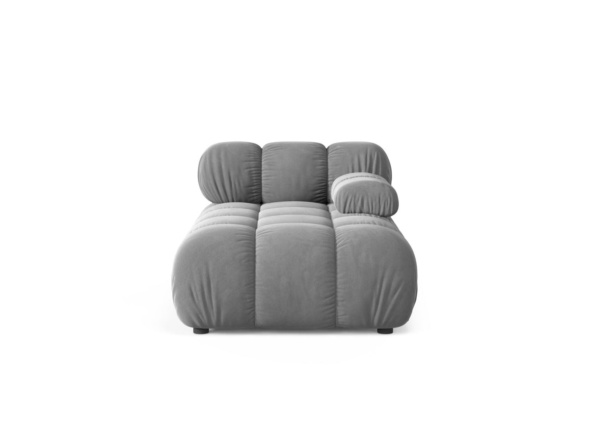 Chaise Longue Destra in Velluto, "Bellis", 1 Posto, 155x94x70 - Grigio Chiaro