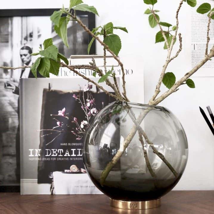 globe vase gray clear gold