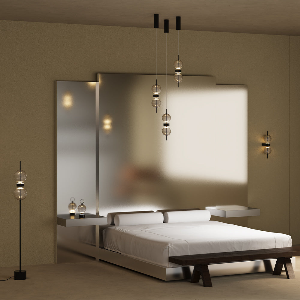 Lampada da terra Double Moon - Maytoni - Nero - MOD478FL-L15B3K