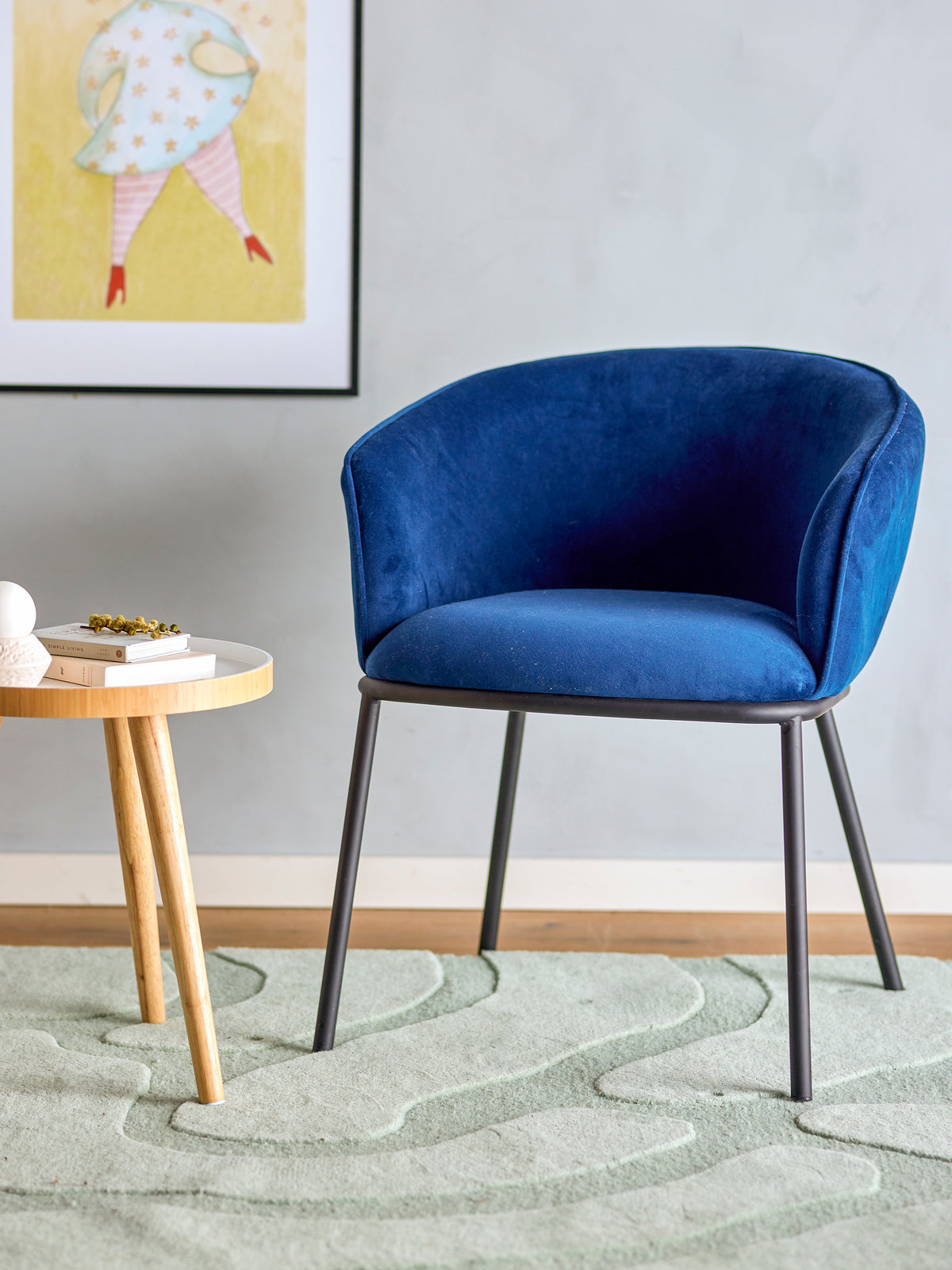 Sedia da pranzo Cortone, blu, poliestere riciclato