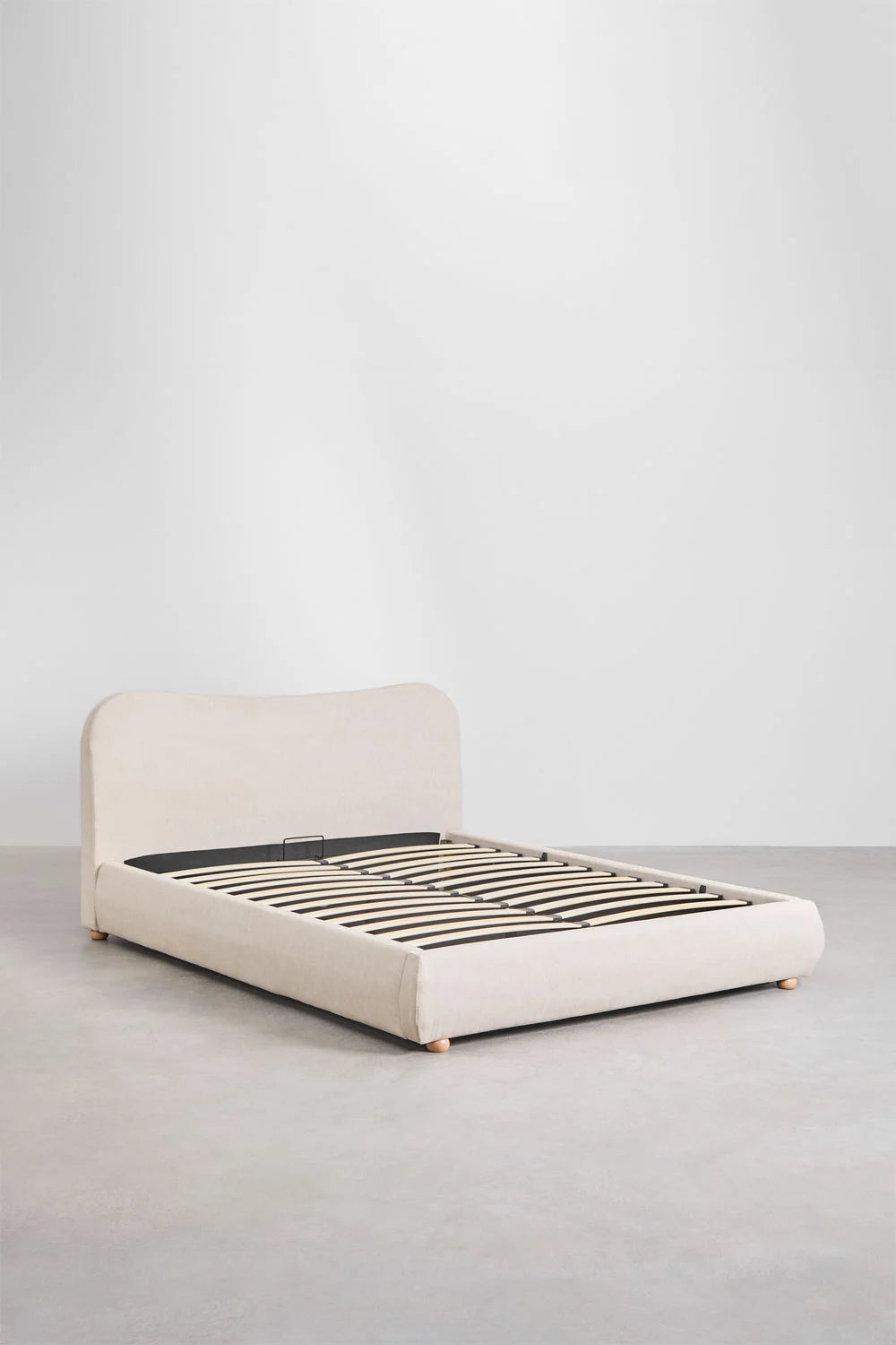 Winselet - Letto con contenitore imbottito verde, beige, bianco