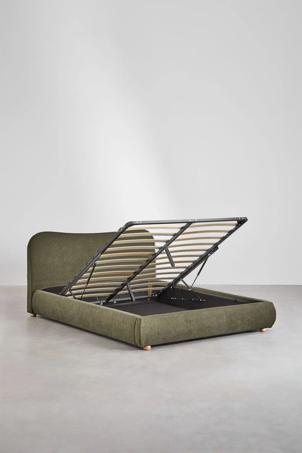 Winselet - Letto con contenitore imbottito verde, beige, bianco