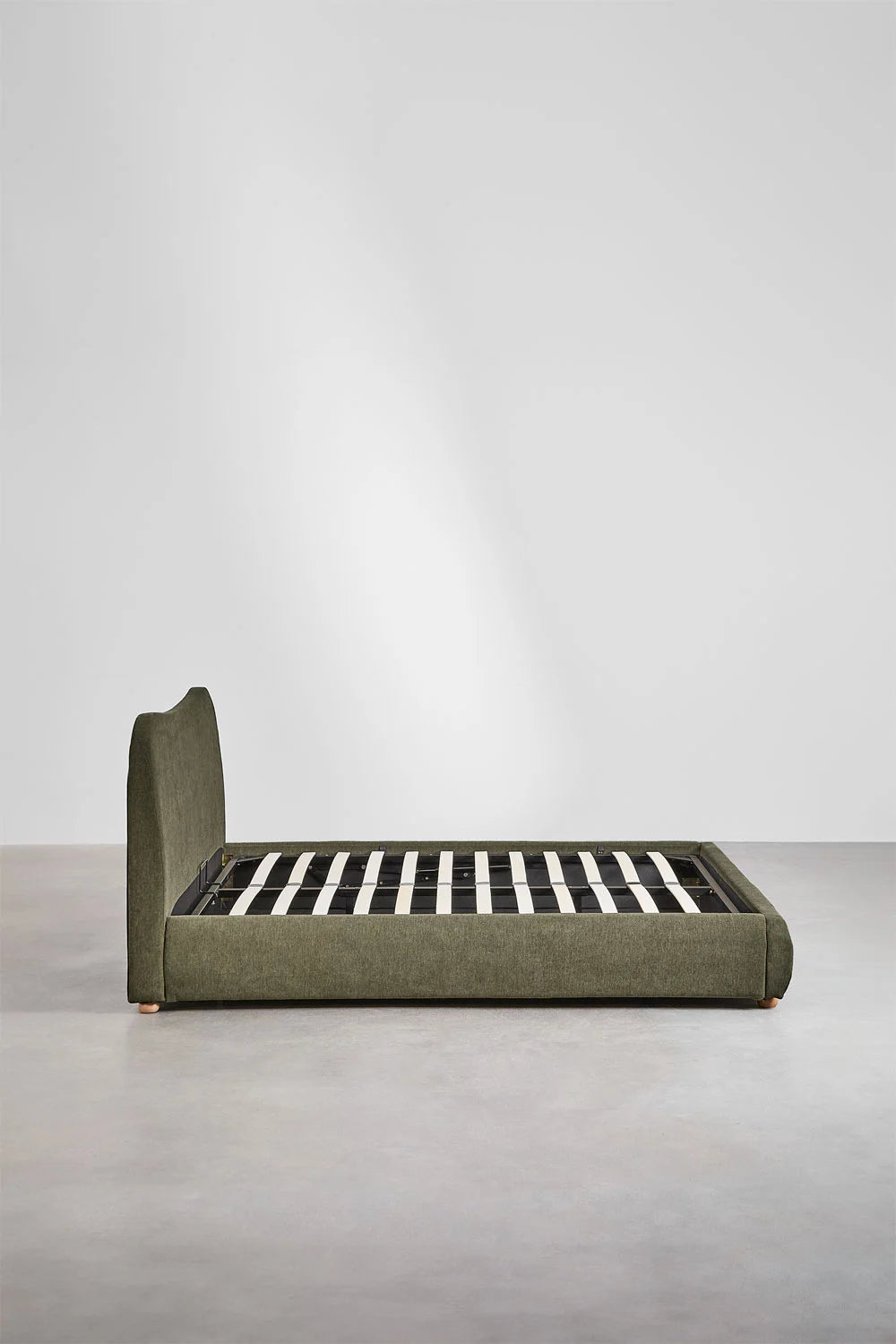 Winselet - Letto con contenitore imbottito verde, beige, bianco