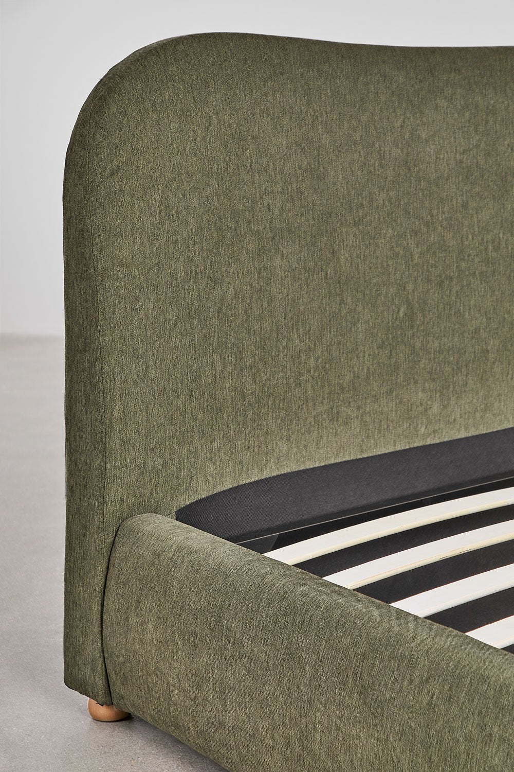 Winselet - Letto con contenitore imbottito verde, beige, bianco