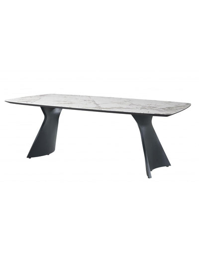 Tavolo MANTA in ceramica marmo bianco statuario