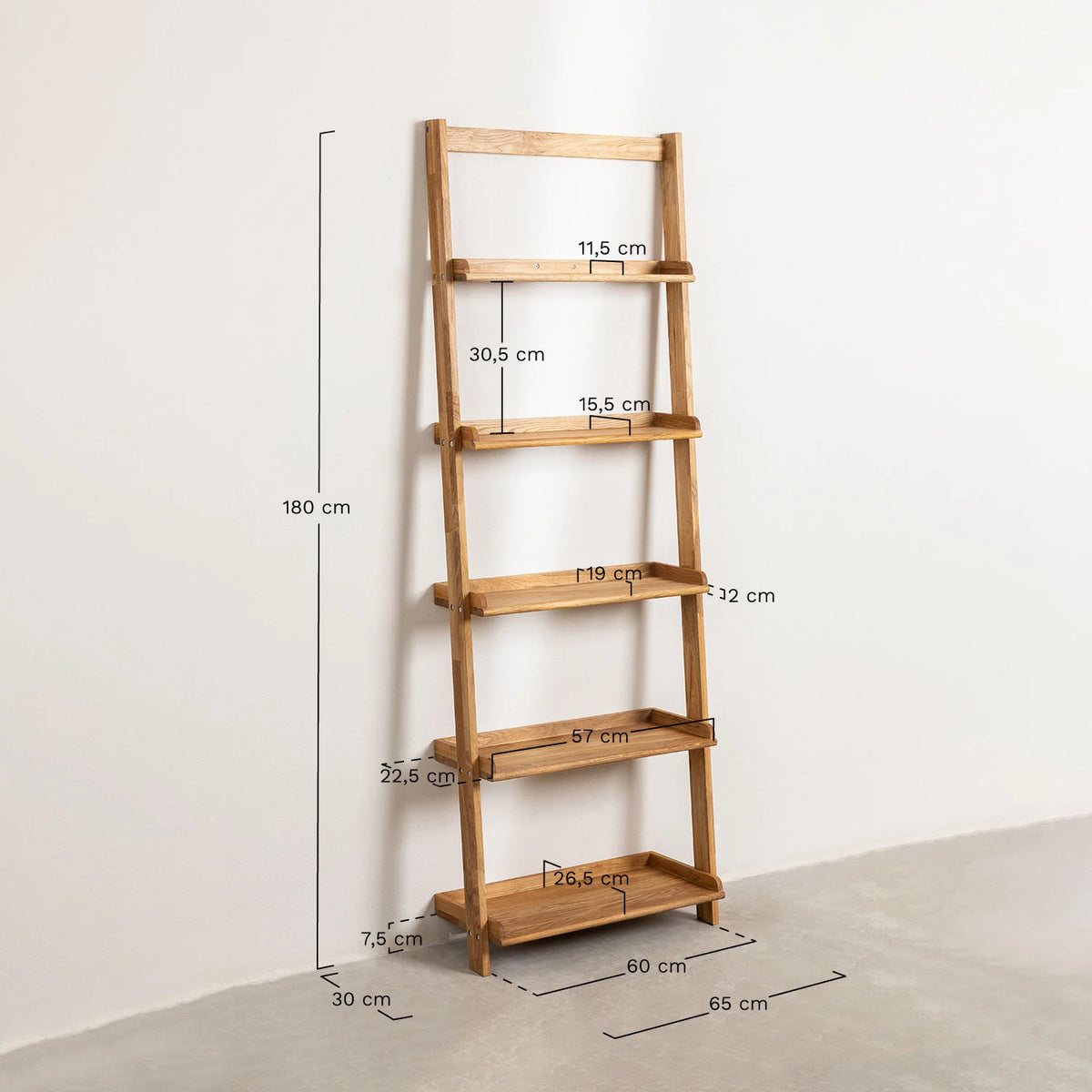 Idia - Libreria 65x180 cm in legno di rovere